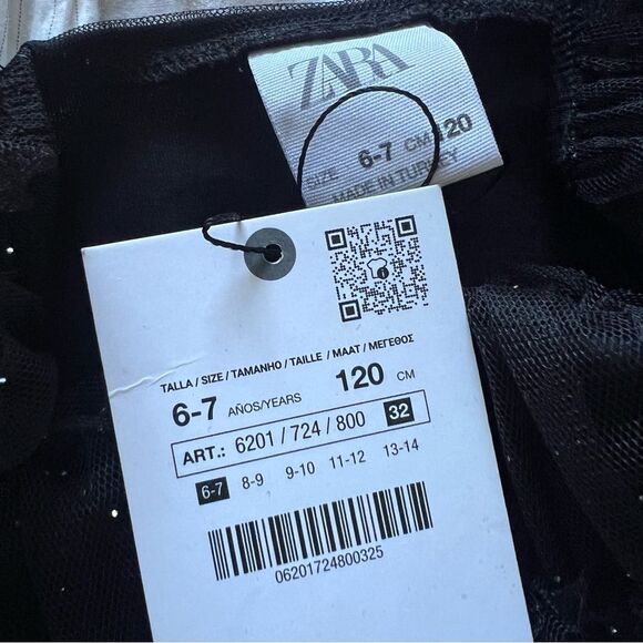 Zara Rhinestone Tulle Black Sheer Top Girls 6-7 Years Old NEW - Picture 6 of 6